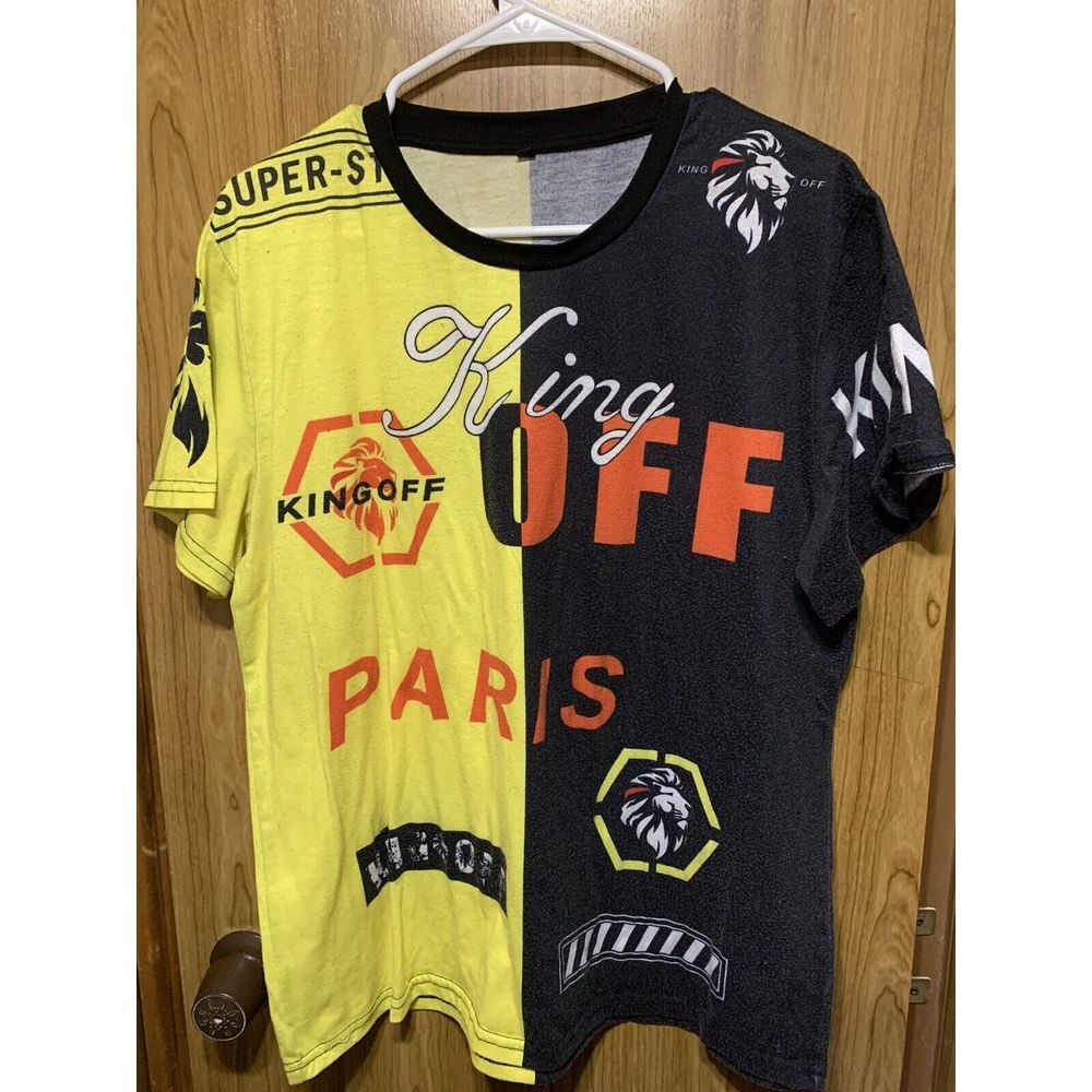 Shein Paris‎ King Off Graphics Shirt Size Large Yellow Black